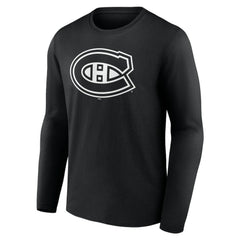 NHL,Custom Montreal Canadiens Personalized Name & Number Monochrome Long Sleeve T-Shirt - Black