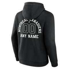 NHL,Custom Montreal Canadiens Personalized Name & Number Monochrome Pullover Hoodie - Black