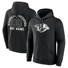 NHL,Custom Nashville Predators Personalized Name & Number Monochrome Pullover Hoodie - Black