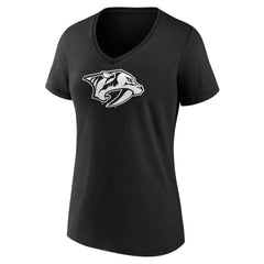 NHL,Custom Nashville Predators Women's Personalized Name & Number Monochrome V-Neck T-Shirt - Black