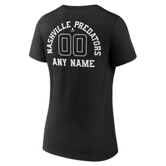 NHL,Custom Nashville Predators Women's Personalized Name & Number Monochrome V-Neck T-Shirt - Black