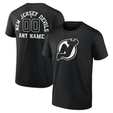 NHL,Custom New Jersey Devils Personalized Name & Number Monochrome T-Shirt - Black