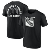 NHL,Custom New York Rangers Personalized Name & Number Monochrome T-Shirt - Black