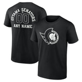 NHL,Custom Ottawa Senators Personalized Name & Number Monochrome T-Shirt - Black
