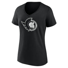 NHL,Custom Ottawa Senators Women's Personalized Name & Number Monochrome V-Neck T-Shirt - Black