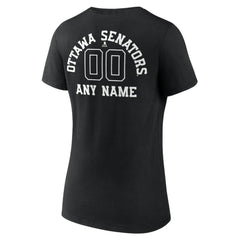 NHL,Custom Ottawa Senators Women's Personalized Name & Number Monochrome V-Neck T-Shirt - Black