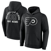 NHL,Custom Philadelphia Flyers Personalized Name & Number Monochrome Pullover Hoodie - Black