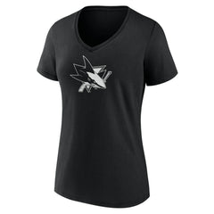 NHL,Custom San Jose Sharks Women's Personalized Name & Number Monochrome V-Neck T-Shirt - Black