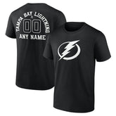 NHL,Custom Tampa Bay Lightning Personalized Name & Number Monochrome T-Shirt - Black