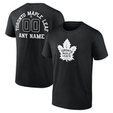NHL,Custom Toronto Maple Leafs Personalized Name & Number Monochrome T-Shirt - Black
