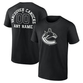NHL,Custom Vancouver Canucks Personalized Name & Number Monochrome T-Shirt - Black