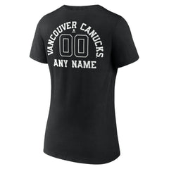 NHL,Custom Vancouver Canucks Women's Personalized Name & Number Monochrome V-Neck T-Shirt - Black