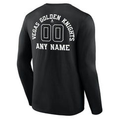 NHL,Custom Vegas Golden Knights Personalized Name & Number Monochrome Long Sleeve T-Shirt - Black