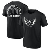 NHL,Custom Washington Capitals Personalized Name & Number Monochrome T-Shirt - Black