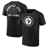 NHL,Custom Winnipeg Jets Personalized Name & Number Monochrome T-Shirt - Black