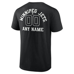 NHL,Custom Winnipeg Jets Personalized Name & Number Monochrome T-Shirt - Black