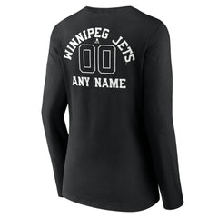 NHL,Custom Winnipeg Jets Women's Personalized Name & Number Monochrome Long Sleeve V-Neck T-Shirt - Black