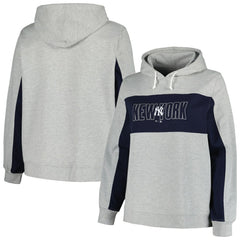 MLB New York Yankees Profile Women's Plus Size Pullover Jersey Hoodie - Heather Gray