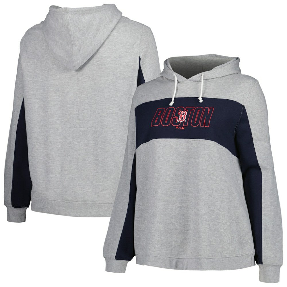 MLB Boston Red Sox Profile Women's Plus Size Pullover Jersey Hoodie - Heather Gray