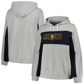 MLB Milwaukee Brewers Profile Women's Plus Size Pullover Jersey Hoodie - Heather Gray
