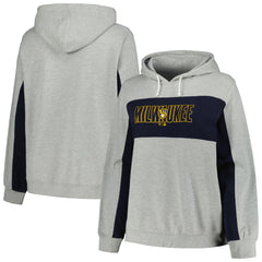Milwaukee Brewers Profile Women's Plus Size Pullover Jersey Hoodie - Heather Gray Jerseys