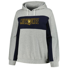 MLB Milwaukee Brewers Profile Women's Plus Size Pullover Jersey Hoodie - Heather Gray