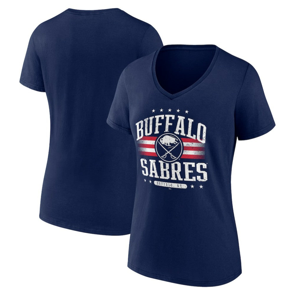 NHL Buffalo Sabres Women's Americana Team V-Neck T-Shirt - Navy