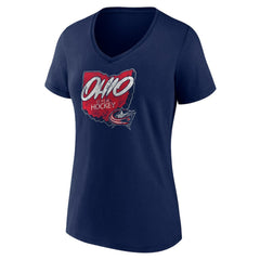 NHL Columbus Blue Jackets Women's Native V-Neck T-Shirt - Navy