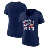 NHL Minnesota Wild Women's Americana Team V-Neck T-Shirt - Navy