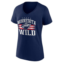 NHL Minnesota Wild Women's Americana Team V-Neck T-Shirt - Navy