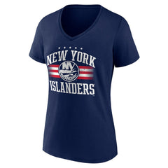 NHL New York Islanders Women's Americana Team V-Neck T-Shirt - Navy