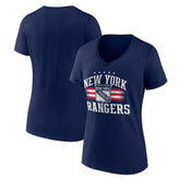 NHL New York Rangers Women's Americana Team V-Neck T-Shirt - Navy