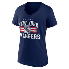 NHL New York Rangers Women's Americana Team V-Neck T-Shirt - Navy