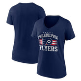 NHL Philadelphia Flyers Women's Americana Team V-Neck T-Shirt - Navy