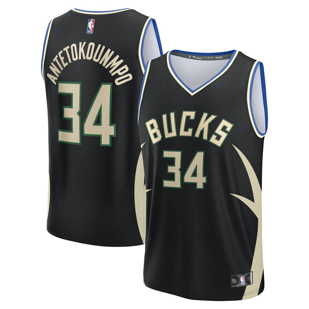 NBA Giannis Antetokounmpo Milwaukee Bucks Fast Break Replica Player Jersey - Statement Edition - Black