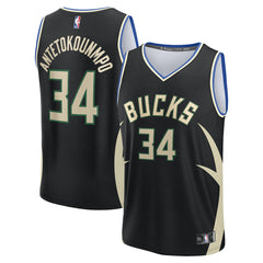 NBA Giannis Antetokounmpo Milwaukee Bucks Fast Break Replica Player Jersey - Statement Edition - Black