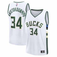 NBA Giannis Antetokounmpo Milwaukee Bucks Youth Fast Break Replica Player Jersey - Association Edition - White