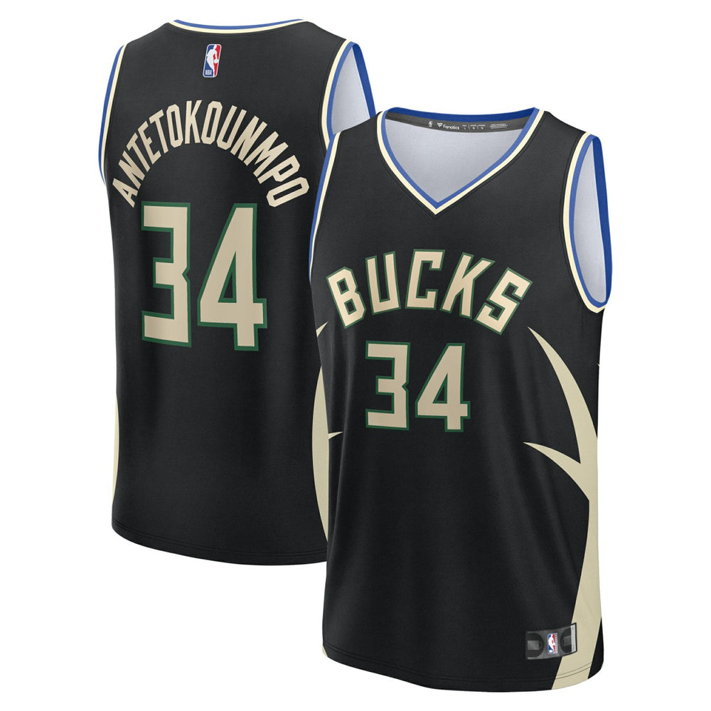 NBA Giannis Antetokounmpo Milwaukee Bucks Youth Fast Break Replica Player Jersey - Statement Edition - Black