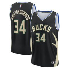 NBA Giannis Antetokounmpo Milwaukee Bucks Youth Fast Break Replica Player Jersey - Statement Edition - Black