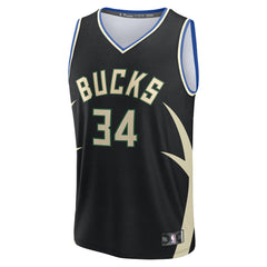 NBA Giannis Antetokounmpo Milwaukee Bucks Youth Fast Break Replica Player Jersey - Statement Edition - Black