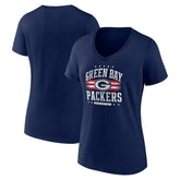 Green Bay Packers Women's Americana Team V-Neck T-Shirt Navy