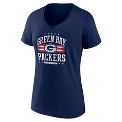 Green Bay Packers Women's Americana Team V-Neck T-Shirt Navy
