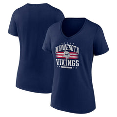 Minnesota Vikings Women's Americana Team V-Neck T-Shirt Navy