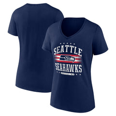 Seattle Seahawks Women's Americana Team V-Neck T-Shirt College Navy