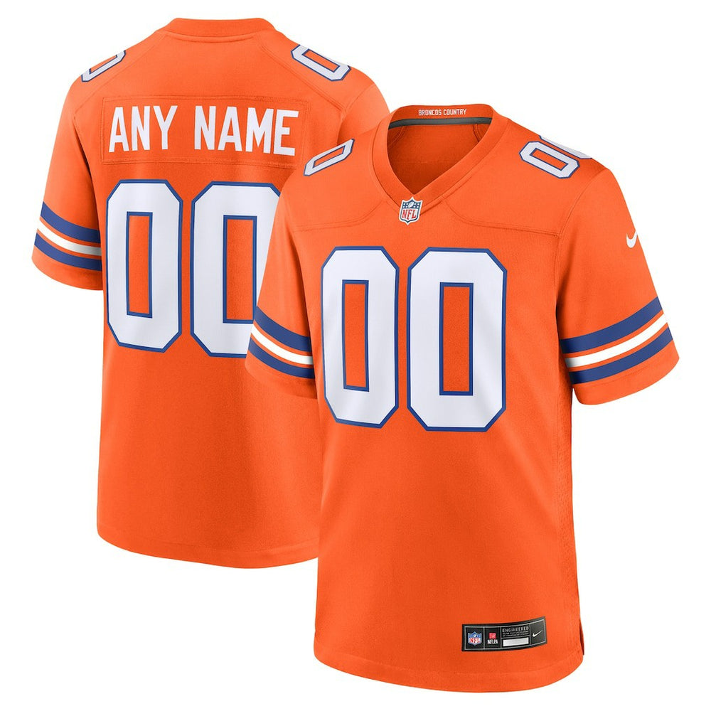 NFL Denver Broncos Mile High Collection 1977 Throwback Custom Game Jersey - Orange