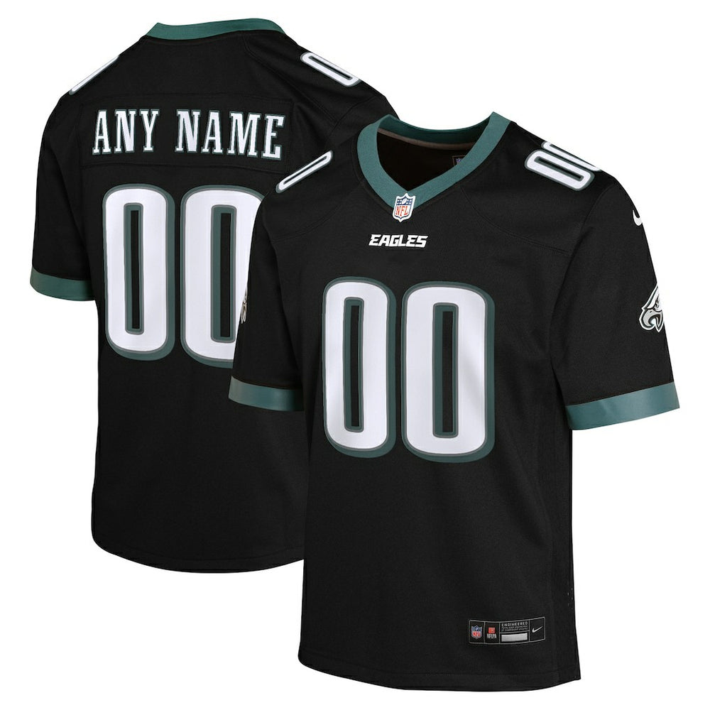 NFL Philadelphia Eagles Youth Alternate Custom Game Jersey - Black