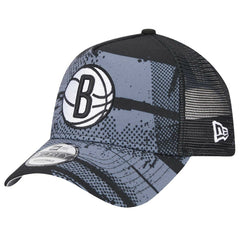 Brooklyn Nets Tip Off A-Frame Trucker 9FORTY Adjustable Hat Black/Charcoal