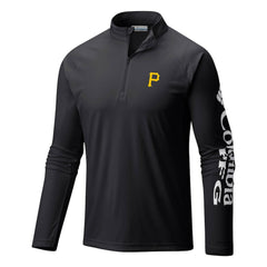 Pittsburgh Pirates Columbia Terminal Tackle Omni-Shade Raglan Quarter-Zip Pullover Top - Black Pullover