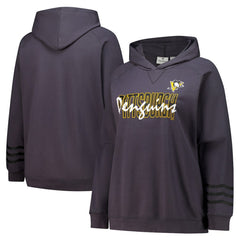 NHL Pittsburgh Penguins Fanatics Women's Plus Size Lightweight Fleece Raglan Pullover Hoodie - Charcoal