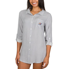 Oklahoma City Thunder Concepts Sport Women's Melody Woven Long Sleeve Nightshirt Gray
